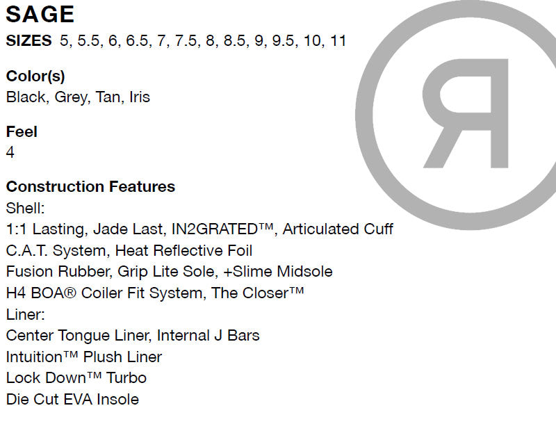 25-26 RIDE/ライド SAGE セージ レディース ブーツ ボア 熱成型対応 スノーボード 2026