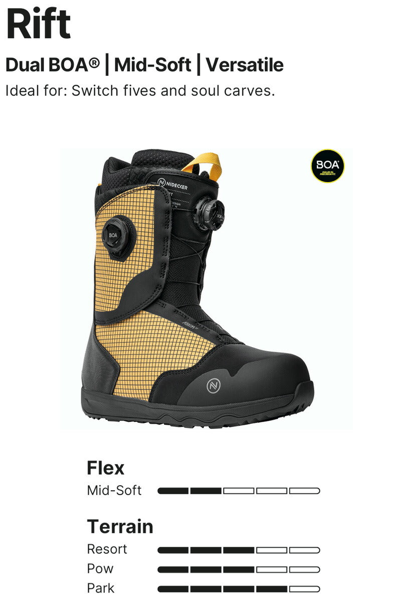 25-26 NIDECKER/ナイデッカー RIFT リフト メンズ レディース ダブルボア ブーツ スノーボード 2026