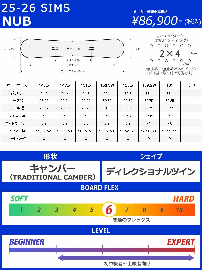 25-26 SIMS/シムス NUB ナブ メンズ レディース スノーボード パウダー