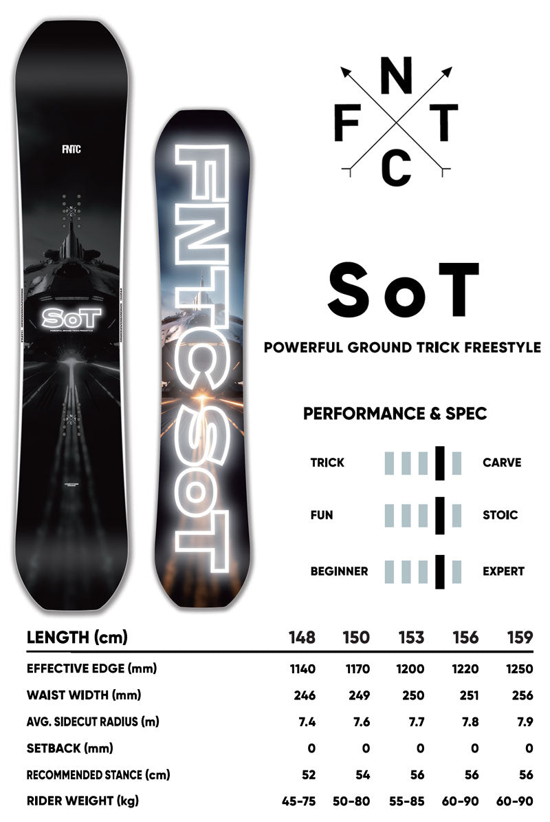 25-26 FNTC/エフエヌティーシー SOT エスオーティー メンズ スノーボード スノボー先生 カービング グラトリ 板 2026