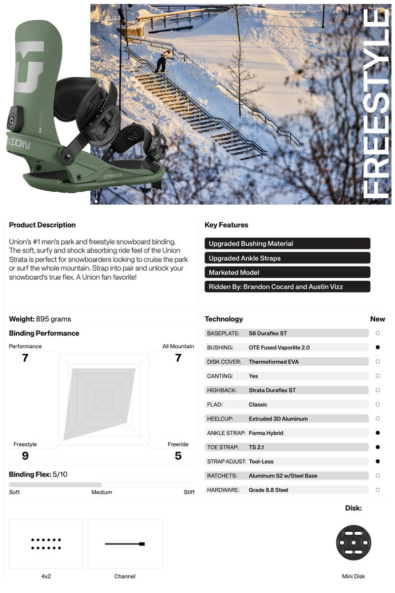 25-26 UNION/ユニオン STRATA ストラータ メンズ レディース ビンディング バインディング スノーボード 2026