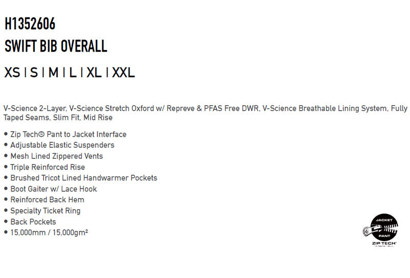 25-26 VOLCOM/ボルコム SWIFT BIB overall レディース 防水ビブパンツ スノーボードウェア スノーウェアー 2026