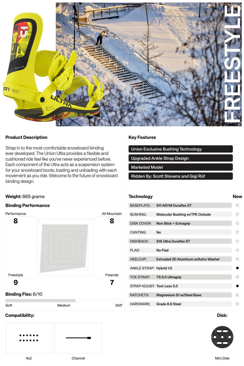 25-26 UNION/ユニオン ULTRA ウルトラ メンズ レディース ビンディング バインディング スノーボード 2026