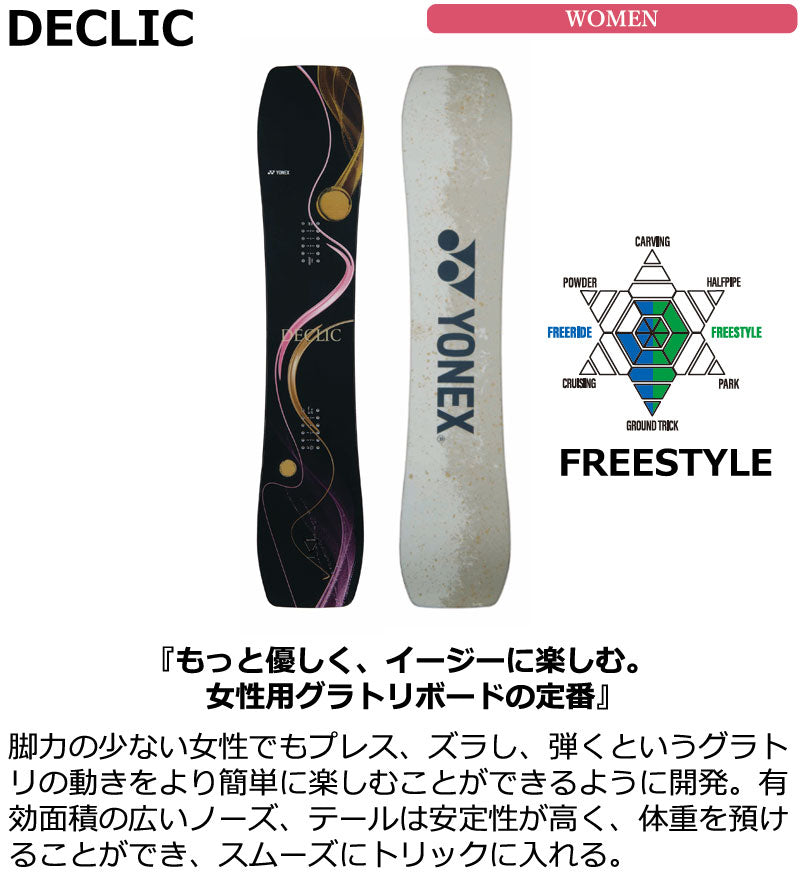25-26 YONEX/ヨネックス DECLIC デクリック レディース スノーボード グラトリ パーク 板 2026