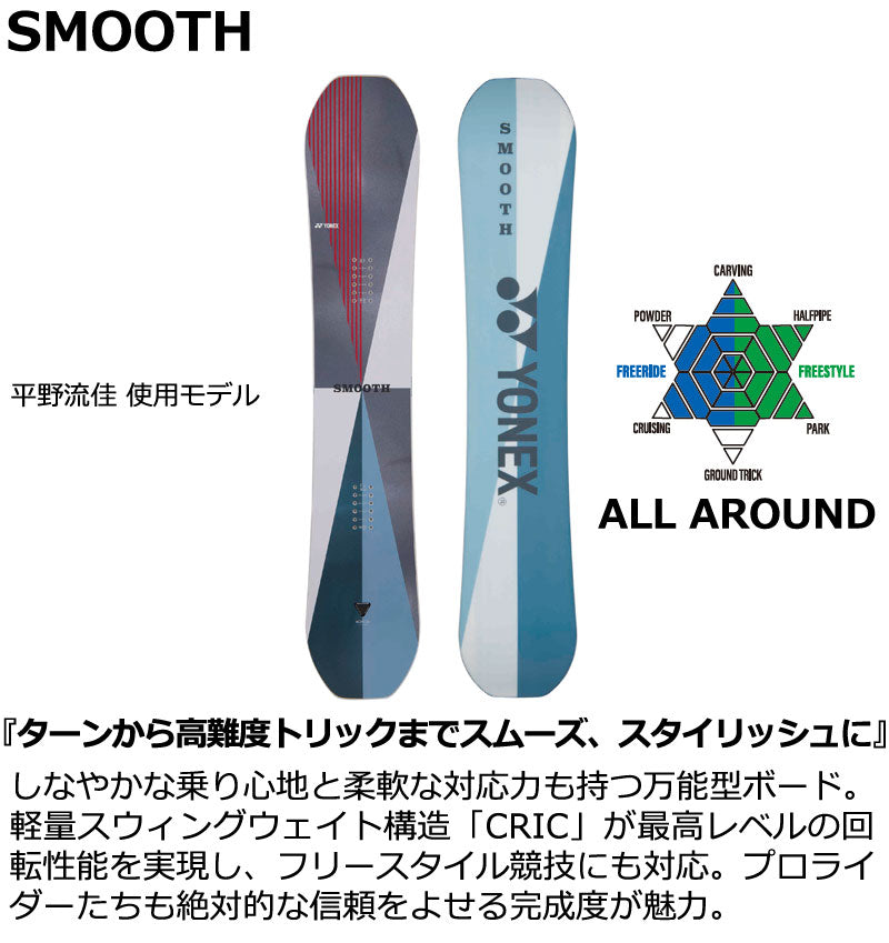 25-26 YONEX/ヨネックス SMOOTH スムース メンズ レディース スノーボード 平野流佳 キッカー カービング 板 2026