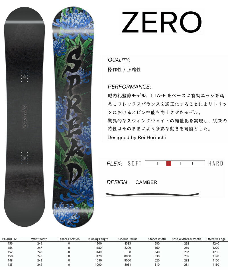 25-26 SPREAD/スプレッド ZERO ゼロ メンズ レディース スノーボード グラトリ ジブ 板 2026