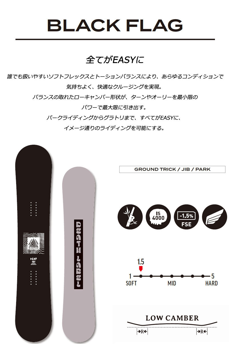 26-27 DEATH LABEL/デスレーベル BLACKFLAG ブラックフラッグ メンズ レディース スノーボード グラトリ キッカー 板 2027