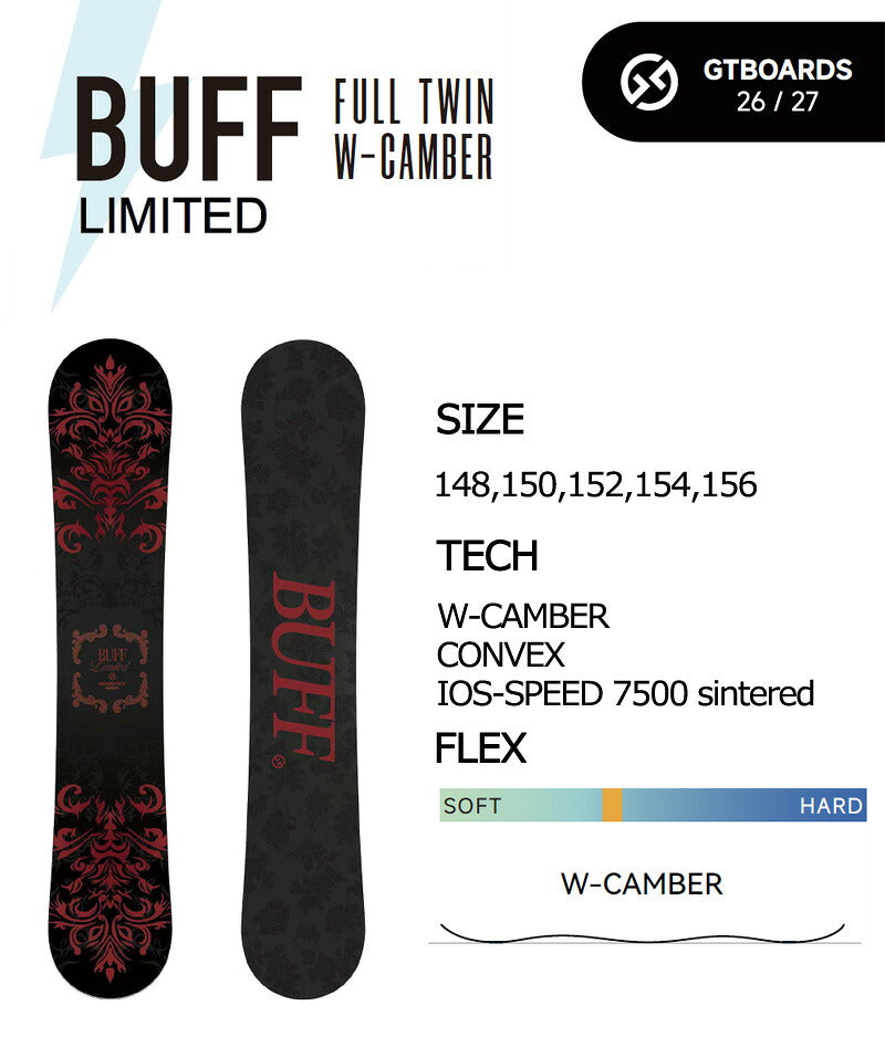 26-27 GT-SNOWBOARD/ジーティー BUFF LTD バフリミテッド メンズ スノーボード グラトリ こきっすん 板 2027