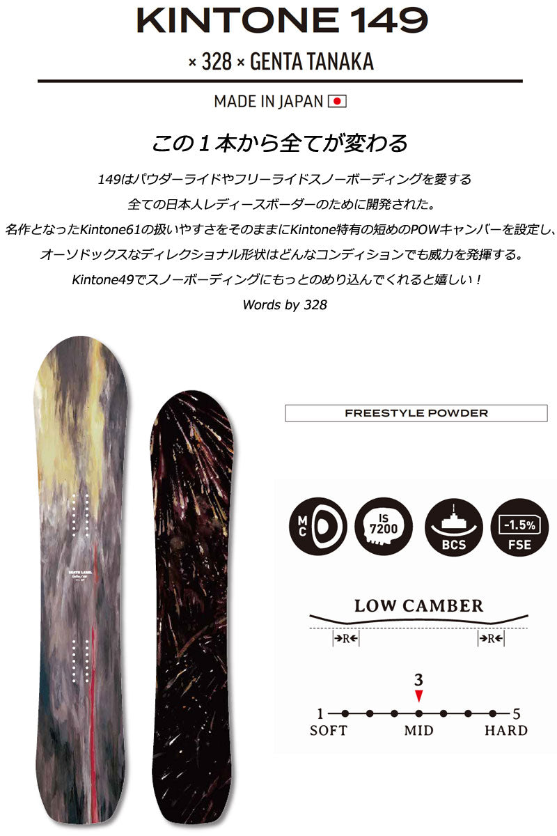 26-27 DEATH LABEL/デスレーベル KINTONE×328×GENTA TANAKA キントーン メンズ レディース スノーボード パウダー カービング 板 2027