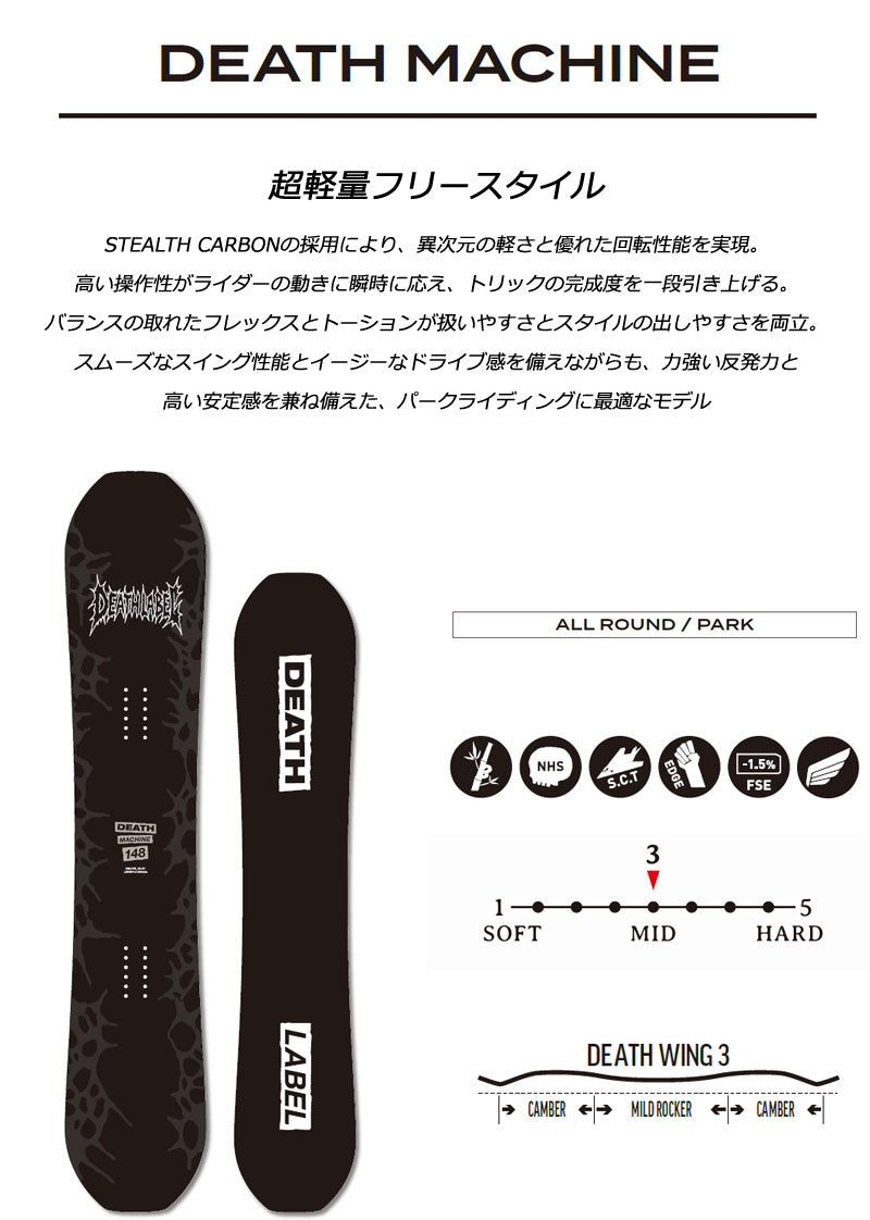 26-27 DEATH LABEL/デスレーベル DEATH MACHINE デスマシーン メンズ スノーボード グラトリ キッカー 板 2027