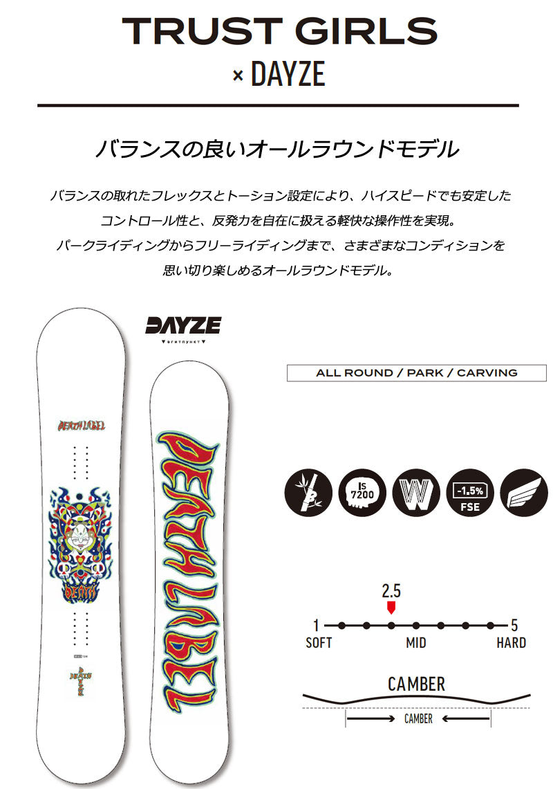 26-27 DEATH LABEL/デスレーベル TRUST GIRLS×DAYZE トラストガールズ レディース スノーボード キッカー カービング 板 2027