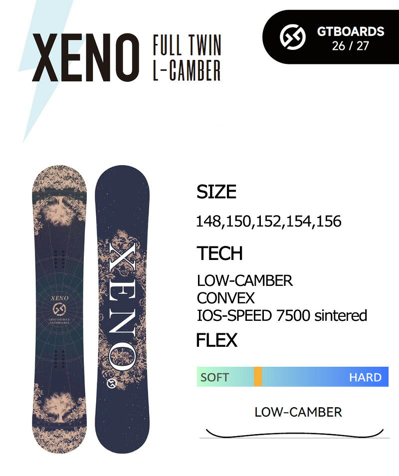 26-27 GT-SNOWBOARD/ジーティー XENO ゼノ メンズ スノーボード グラトリ こきっすん 板 2027