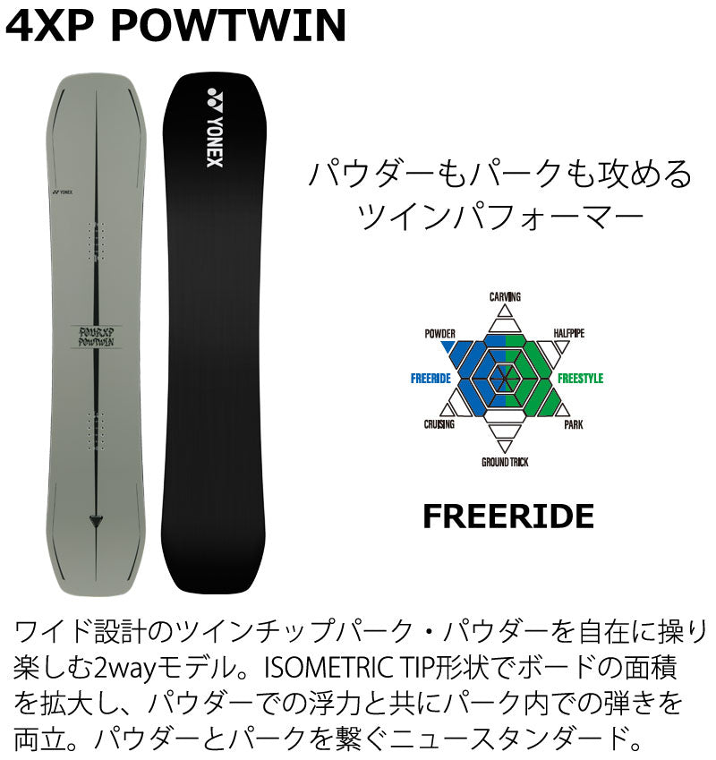 26-27 YONEX/ヨネックス 4XP POWTWIN フォーエックピー メンズ レディース スノーボード パウダー 板 2027