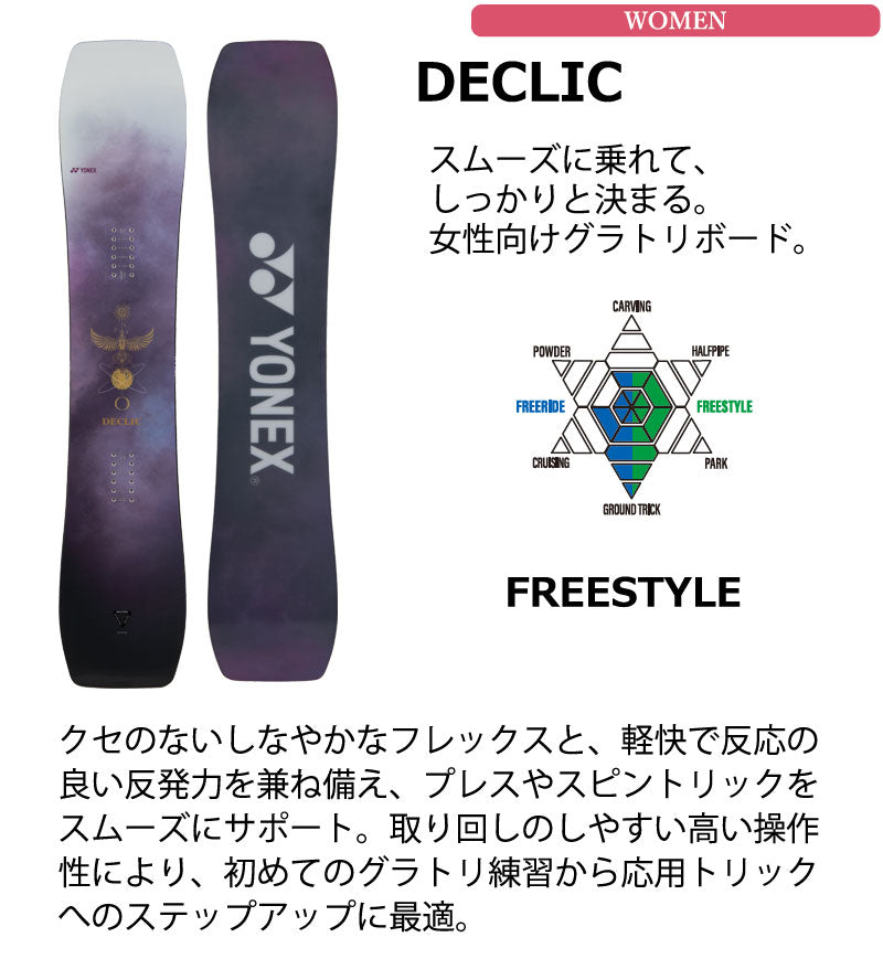 26-27 YONEX/ヨネックス DECLIC デクリック レディース キッズ スノーボード グラトリ ラントリ 板 2027