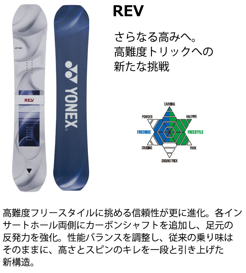 26-27 YONEX/ヨネックス REV レブ メンズ レディース キッズ スノーボード パーク カービング  戸塚優斗 板 2027