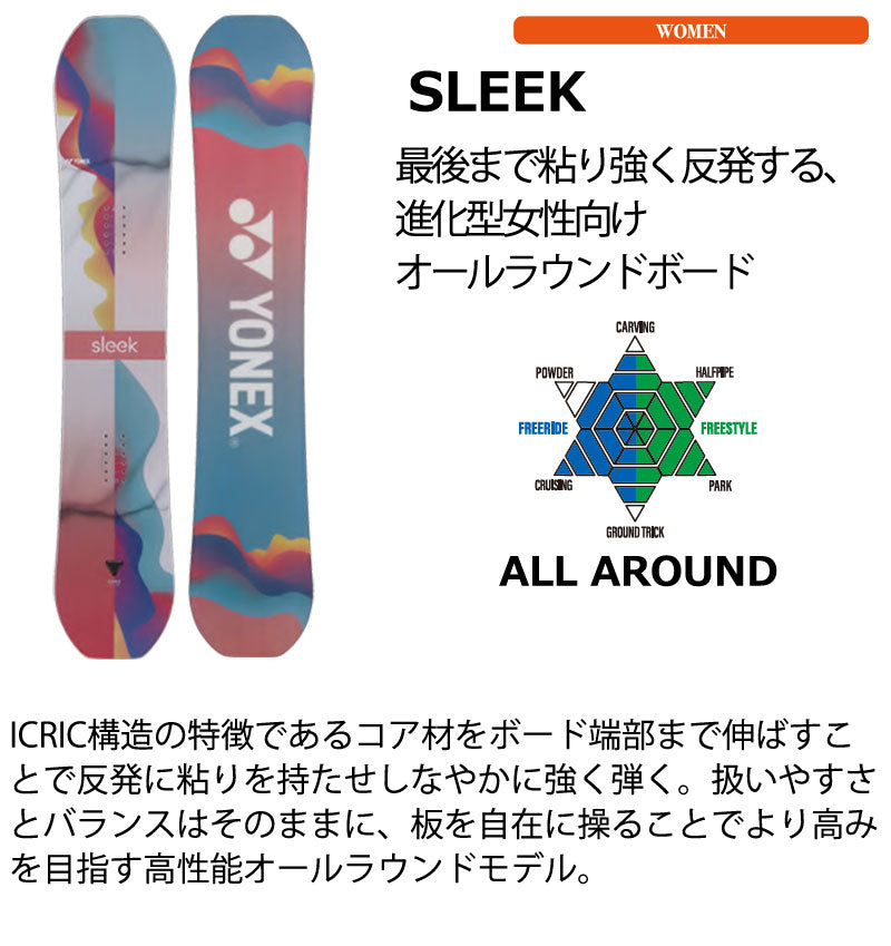 26-27 YONEX/ヨネックス SLEEK スリーク レディース キッズ スノーボード パーク カービング 板 2027