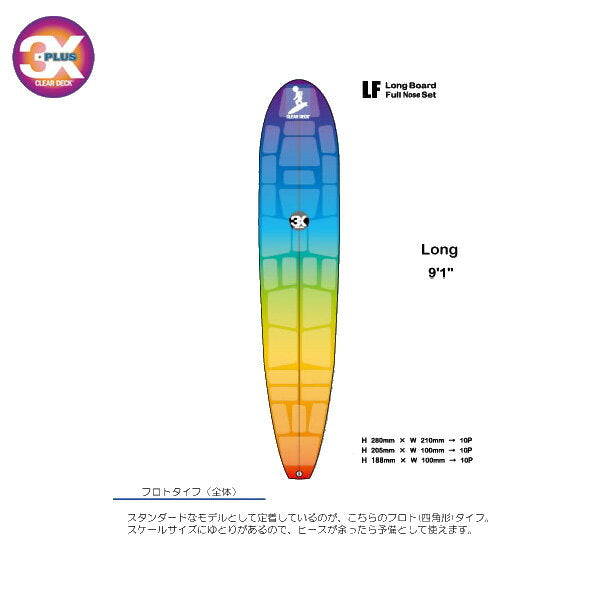 デッキパッド クリアデッキ 3X＋PLUS CLEAR DECK / スリーエックスクリアデッキ LF LongBoard Set サーフィン用デッキパッド