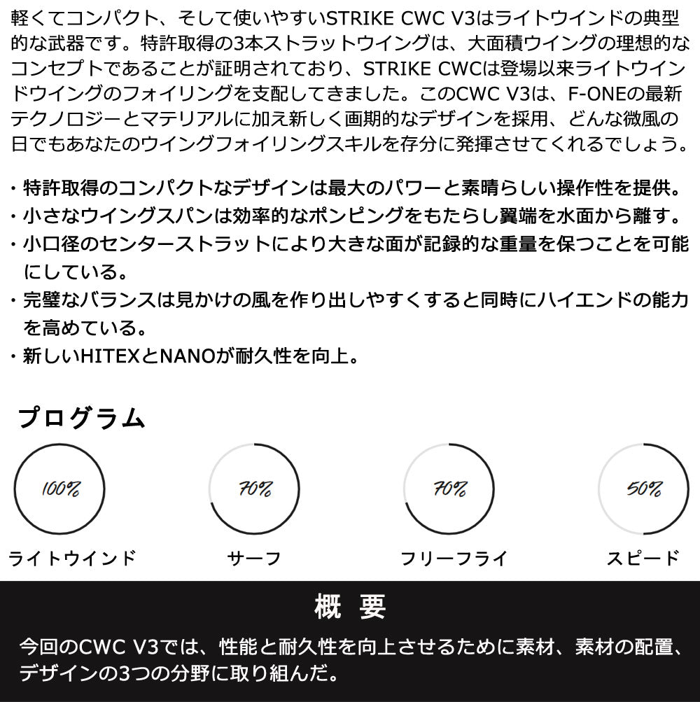 F-ONE エフワン STRIKE V3 CWC 6.0平米 ストライクブイ3 シーダブルシー サーフウイング カイトウイング ウイングサーフィン ウイングフォイル