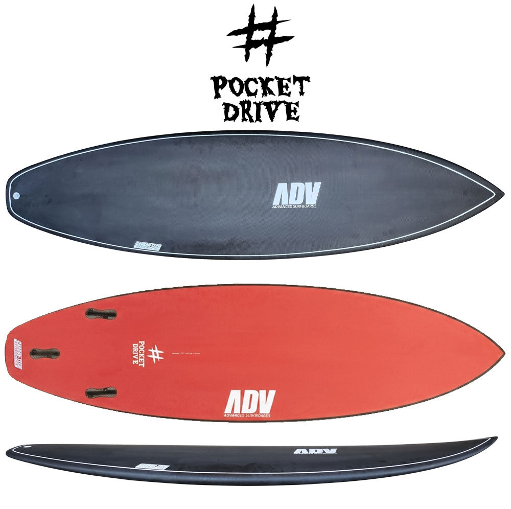 サーフボード ショート アドバンス ADVANCED POCKETDRIVE FULLCARBON REDBOTTOM / ポケットドライブ フルカーボン レッドボトム5'7 5'8 5'9 サーフィン 西濃運輸営業所止め 送料無料