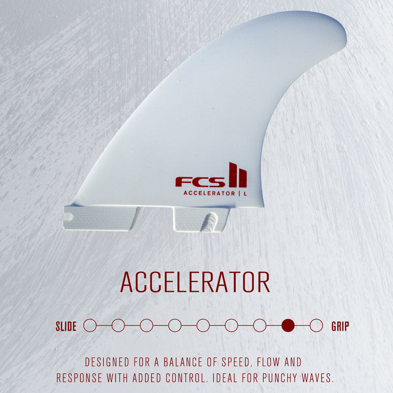 FCSII ACCELERATOR PC MEDIUM WHITE EDITION TRI RETAIL FINS / エフシーエス アクセレレーター ホワイトエディション パフォーマンスコア サーフィン フィン
