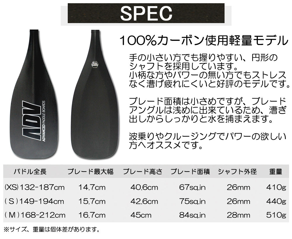 SUP サップ カーボンパドル 2ピース ADVANCED アドバンス