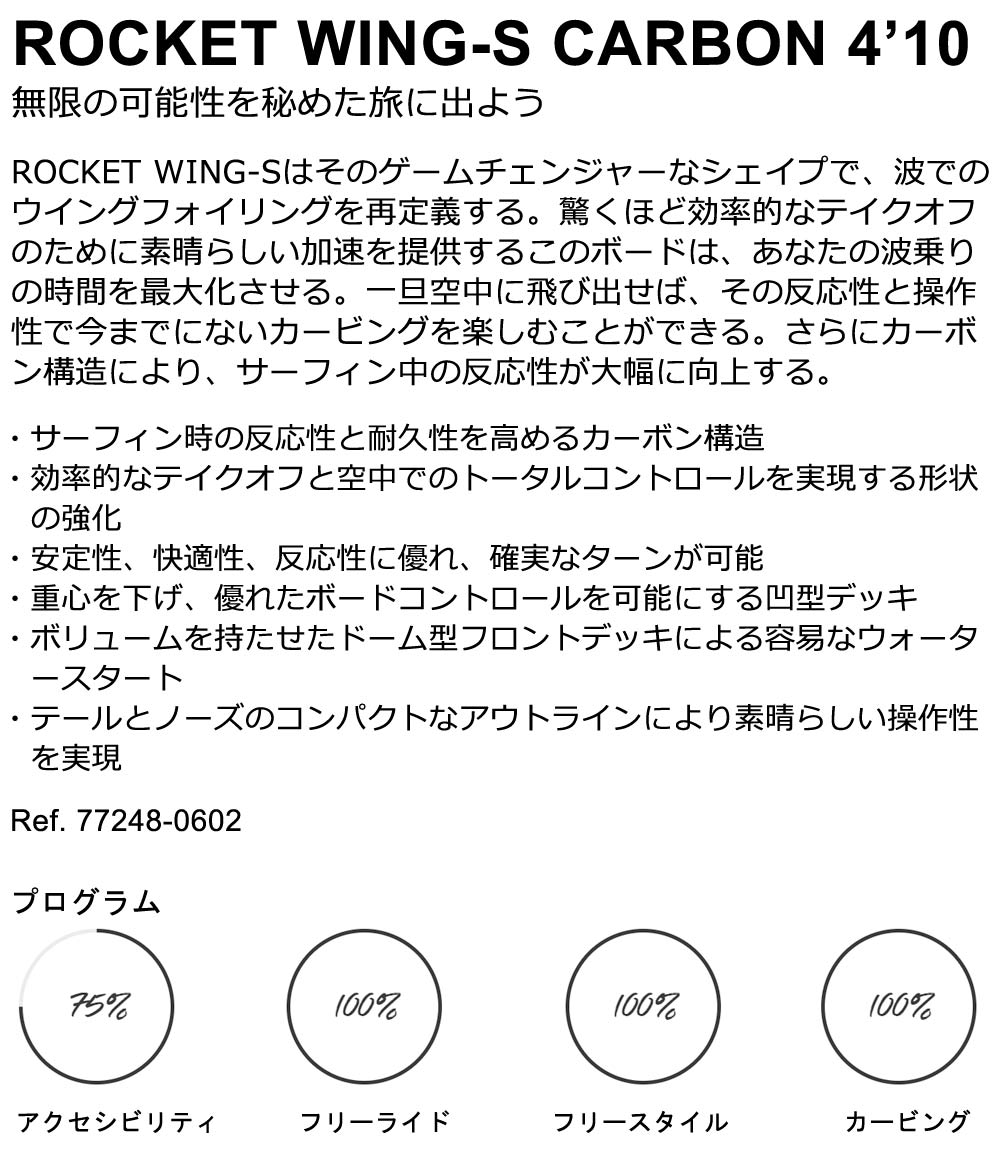 2024 ウイングフォイルボード F-ONE / エフワン ROCKET WING-S CARBON 4'10 ロケットウイングエスカーボン フォイルボード フォイルサーフィン サーフフォイル ウイングフォイル 西濃運輸営業所止め
