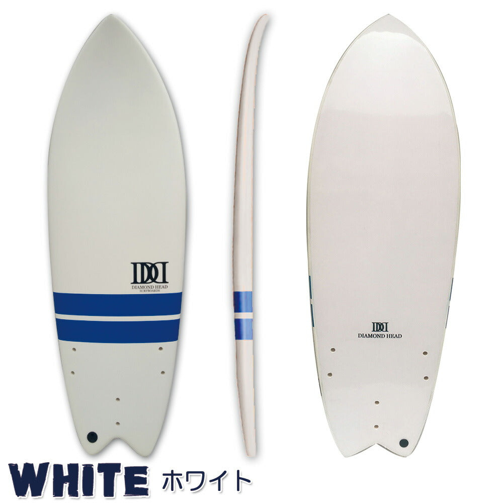 サーフボード ソフトボード 5'7フィッシュ ショートボード ダイアモンドヘッド ホワイト ブルー 営業所止め