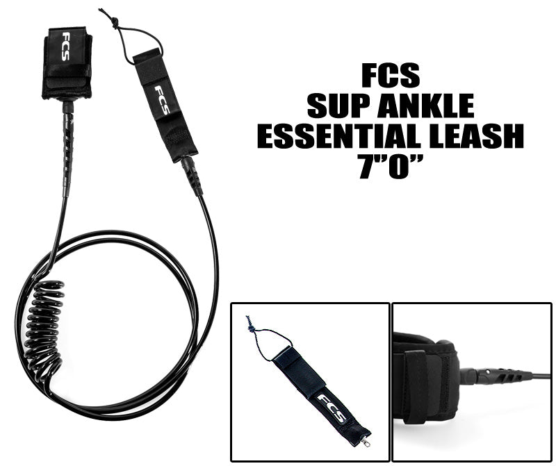 FCS SUP ANKLE ESSENTIAL LEASH 7' / エフシーエス サップ アンクル エッセンシャル リーシュコード 足首用 コイルリーシュ