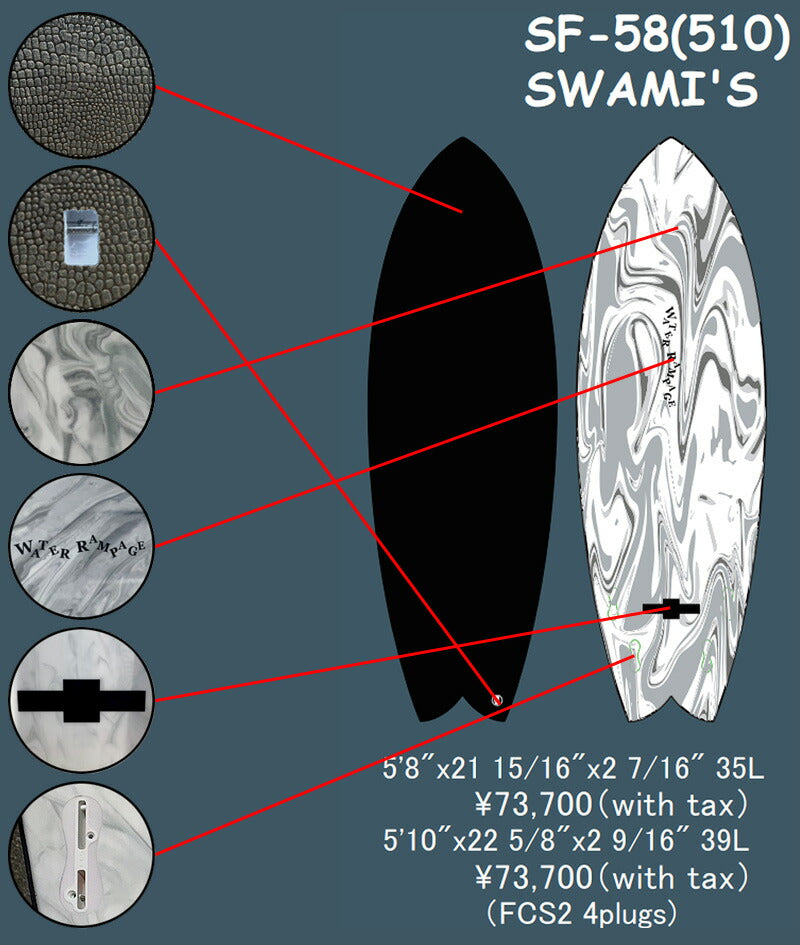 WATERRAMPAGE SWAMI'S 5'8 5'10 HARD BOTTOM / ウォーターランページ スワミス ハードボトム サーフボード ソフトボード 営業所止め 付属フィン無し