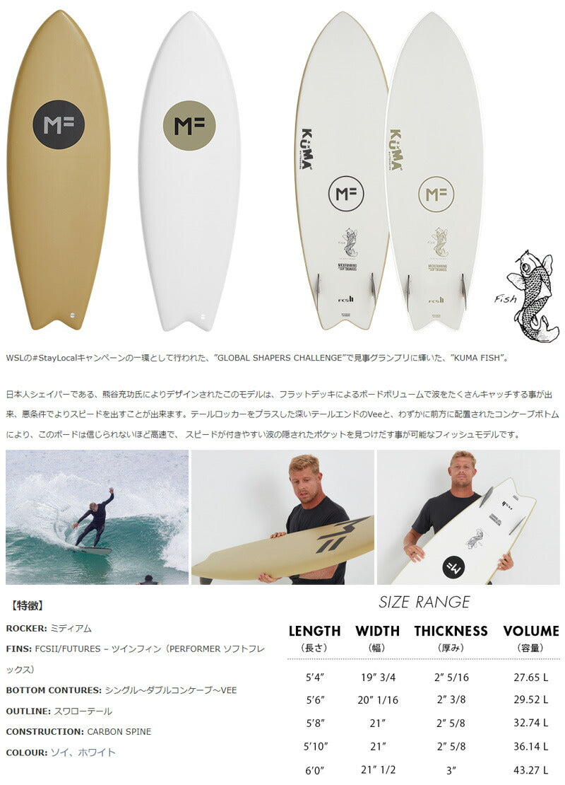 2022 MICKFANNING SOFTBOARDS KUMA FISH 5'8 / ミックファニングソフトボード クマフィッシュ サーフボード 営業所止め 送料無料 サーフィン