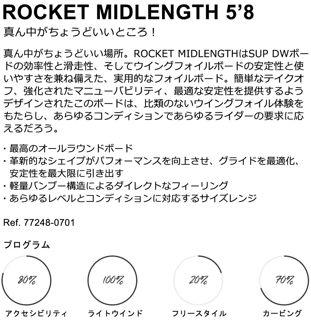 2024 ウイングフォイルボード F-ONE / エフワン ROCKET MIDLENGTH 5'8 ロケットミッドレングス フォイルボード フォイルサーフィン サーフフォイル ウイングフォイル 西濃運輸営業所止め