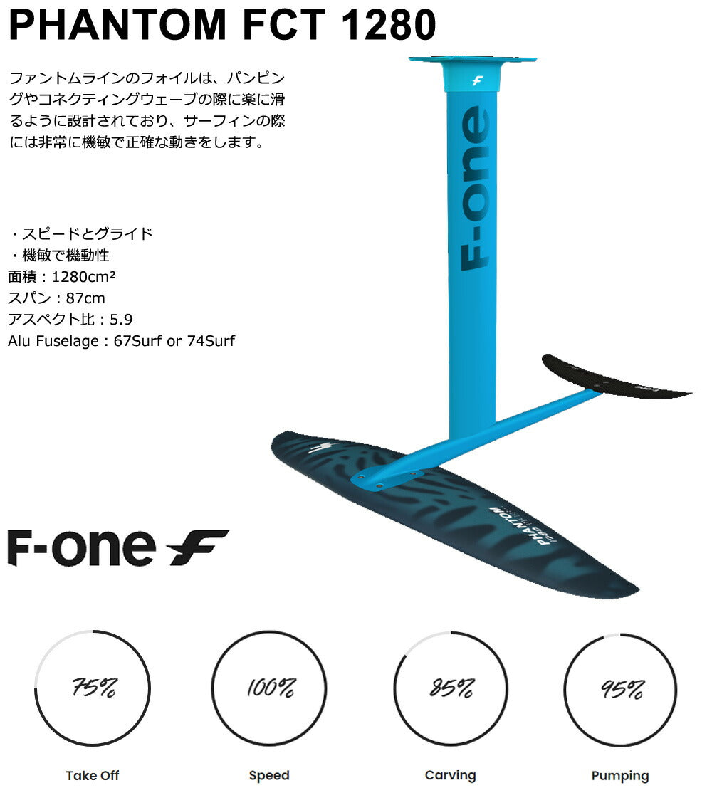 F-ONE FOIL フォイルセット PHANTOM1280 FCT 75cmマストセット ウィングフォイル SUP サーフフォイル 送料無料