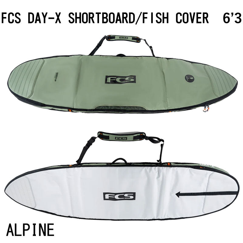 FCS DAY-X SHORTBOARD FISH COVER 6'3 / エフシーエス デイランナー ボードカバー ショートボード フィッシュ ボードケース ハードケース サーフボード サーフィン