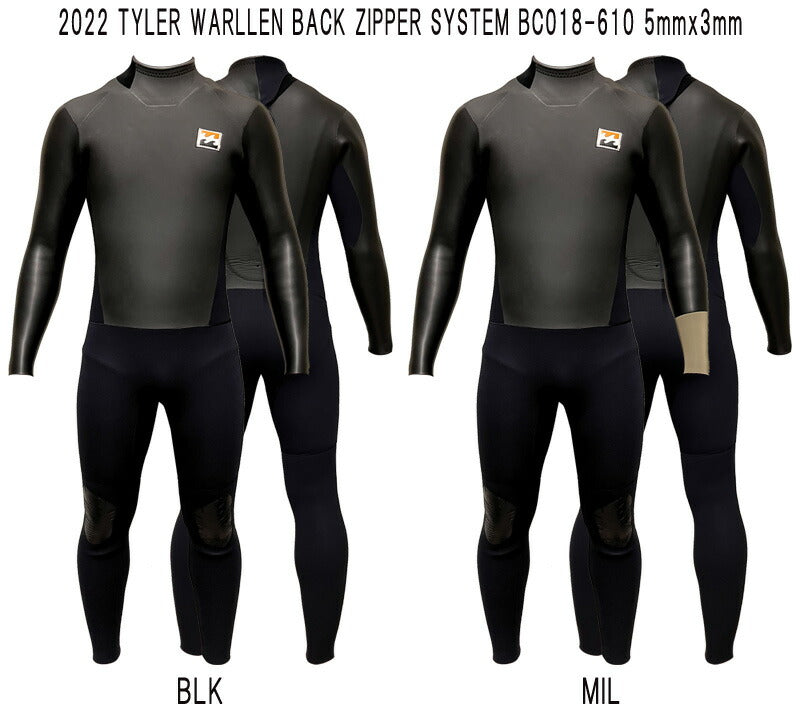 22-23 BILLABONG TYLER WARLLEN BACK ZIPPER BC018-610 / ビラボン タイラーウォーレン バックジッパー 5ｘ3 ウェットスーツ サーフィン セミドライ 裏起毛 フルスーツ 冬用