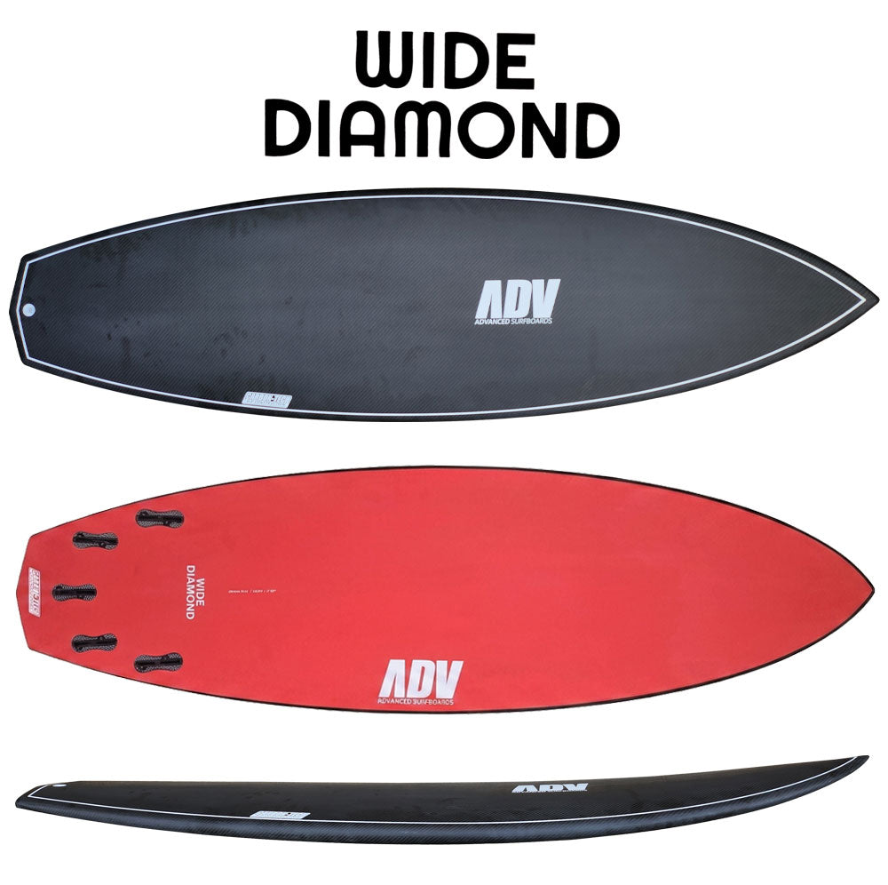 サーフボード ショート アドバンス / ADVANCED WIDEDIAMOND FULLCARBON REDBOTTOM/ワイドダイヤモンド フルカーボン レッドボトム 5'8 5'11 サーフィン 西濃運輸営業所止め 送料無料